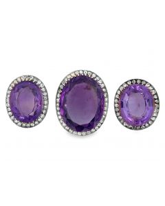 Victorian Amethyst Diamond Pendants (3) 