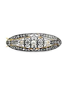  Belle Époque Diamond and Pearl Hair Barrette
