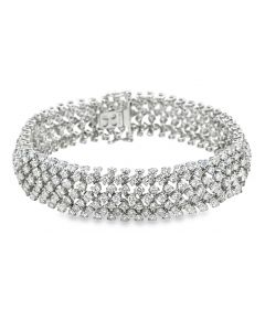 Estate White Gold and Diamond 7 Row Ultra Flex Design Bracelet