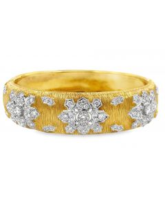 Estate Vintage Gold and Diamond Bucellati Style Bangle Bracelet
