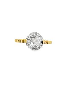 Estate Victorian Yellow Gold and Solitaire Diamond Ring