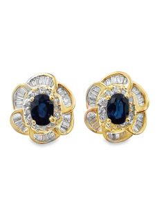 Contemporary Diamond Sapphire Earrings. 