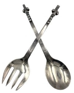 Vintage Sterling Silver Mexican Two Piece Serving Salad Set By Ramirez. 