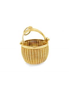 Vintage 14K Yellow Gold Nantucket Basket Charm By Glenaan Circa 1978