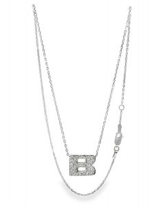14K White Gold Diamond "B" Slide Pendant 