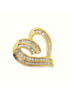 14K Yellow Gold Diamond Heart Slide Pendant 