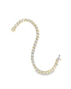 Vintage 14K Yellow Gold Diamond Tennis Bracelet.