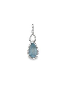 18K White Gold Aquamarine & Diamond Pendant by QCD.
