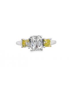 Three Stone Leo Cut Diamond Engagement Ring 