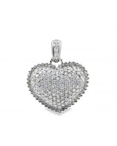 14K White Gold Diamond Heart Pendant 