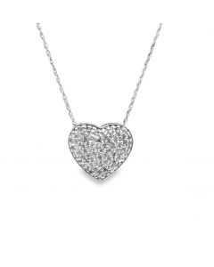 Estate White Gold and Diamond Heart Pendant Necklace