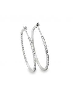 White Gold Diamond Hoop Earrings 