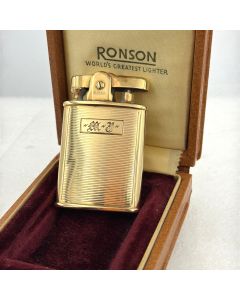 Art Deco 14K Gold Ronson "Banker" Lighter w/ fitted Box.