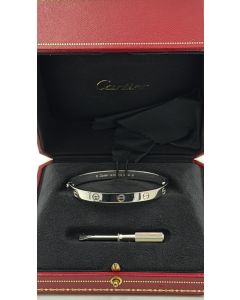 Cartier 18K White Gold Love Bracelet – Size 18.