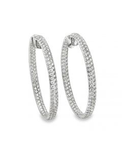 Large 18K White Gold Diamond Hoop Earrings 