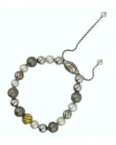 David Yurman Sterling Silver & 18K Element Bead Bracelet