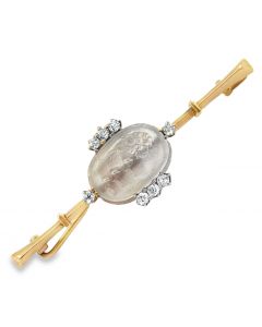 Victorian Moonstone Intaglio & Diamond Brooch by Izabel Coles & Beth Benton Sutherland