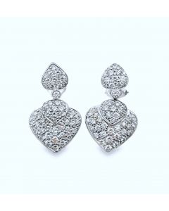 18K White Gold Diamond Heart Earrings By Perodri