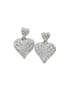 18K White Gold Diamond Heart Earrings By Mayors.