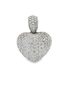 18K White Gold Diamond Heart Pendant 