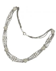 18K White Gold Diamond Heart Necklace.