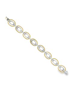 Vintage Two-Tone Diamond Bracelet – Double Oval Link Design.