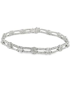 Vintage 14K White Gold Diamond Bracelet.