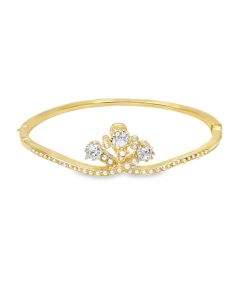 Victorian Tiara-Style Bypass Bangle Bracelet in 14K Yellow Gold. 