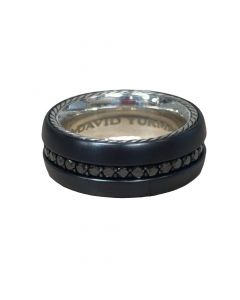 David Yurman Streamline Ring in Sterling Silver, Titanium, and Black Diamonds
