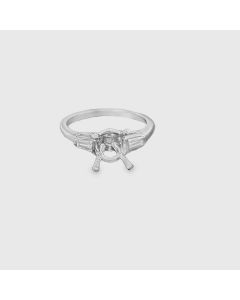 Vintage Platinum Diamond Semi-Mount Ring. 