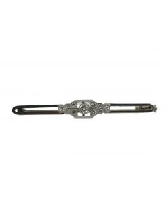 Art Deco 18K White Gold Diamond Bar Brooch by JB (Jacoby-Bender). 