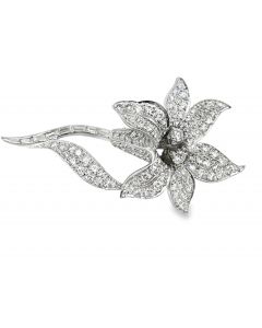 Estate Vintage Platinum and Diamond Floral Brooch 