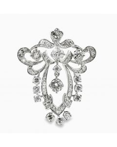 Edwardian-Style 1950s Platinum Diamond Brooch.