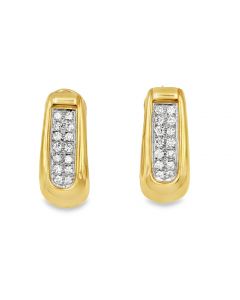 Vintage 18K Yellow Gold Diamond Earrings. 
