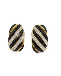 Vintage David Webb Diamond and Enamel Earrings 