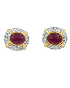 Vintage Diamond & Ruby Earrings 
