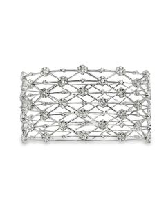 14K White Gold Wide Diamond Bangle Bracelet