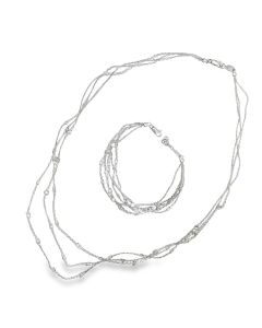 14K White Gold Diamond Necklace and Bracelet 