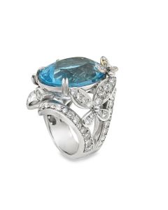 White Gold Diamond & Topaz Butterfly Ring.