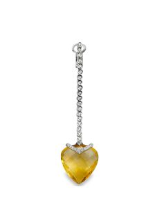 18K White Gold Diamond & Citrine Heart Pendant.