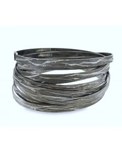 Wide Cuff Robert Coin Sterling Ruthenium 10 Coil Bangle