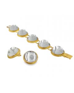 Lalique “Empreinte Animale” Crystal & Gilt Metal Bracelet with Earrings