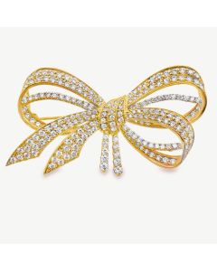 14K Yellow Gold Diamond Bow Brooch/Pendant.