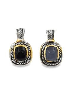 David Yurman Blue Chalcedony and Onyx Albion Pendants (2)