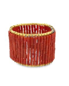18K Sciacca Coral Wide Cuff Bracelet.