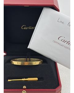 Cartier 18K Yellow Gold Love Bracelet, Size 17
