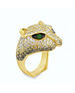 14K Yellow Gold Diamond Panther Ring by Effy