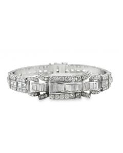Fine Retro Platinum & Diamond Bracelet 