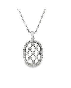14K White Gold Diamond Pendant with Chain.