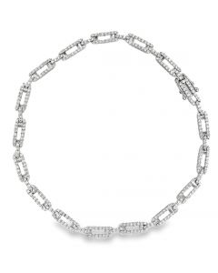 Elegant White Gold Diamond Link Bracelet 8 1/2 inches. 